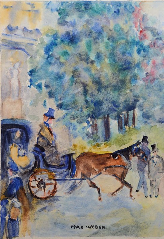 Max Weber, 1881-1961, Cab in the park, watercolor /