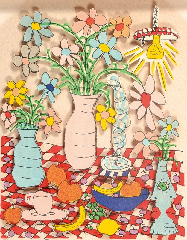 James Rizzi, 1950-2011, 3D lithography, Table Life,