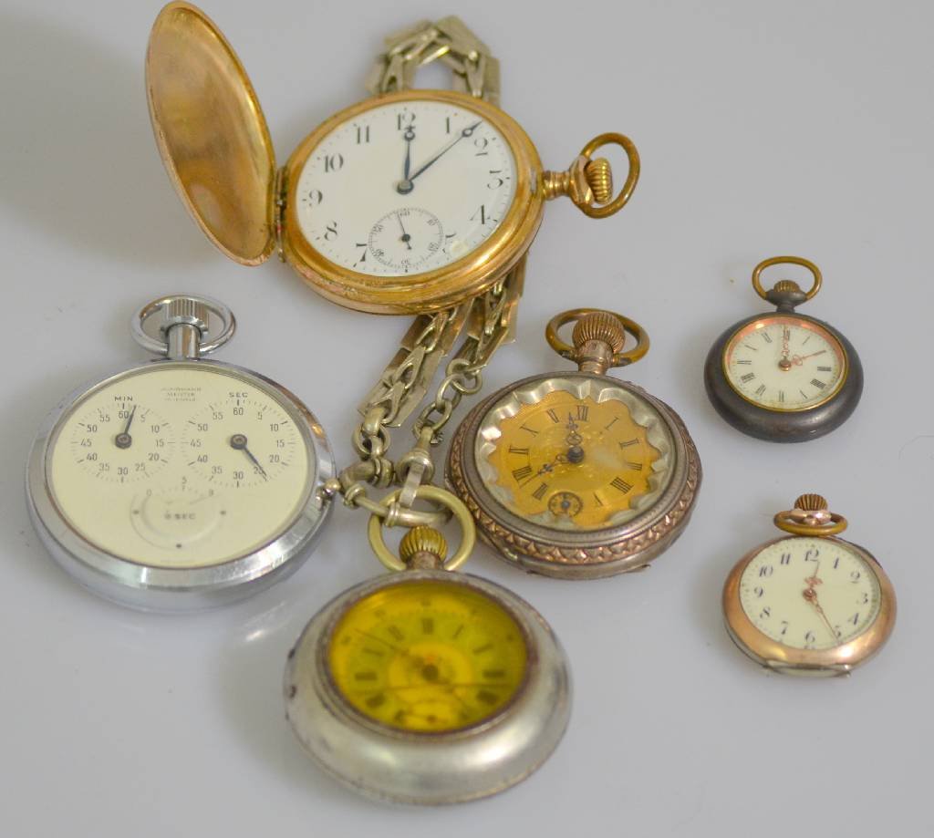 Set of 5 pocket watches & 1 stop watch (1 of 2)