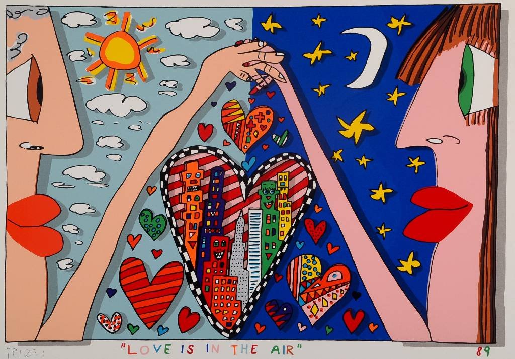 James Rizzi, 1950-2011, Love is in the air, lithograph
