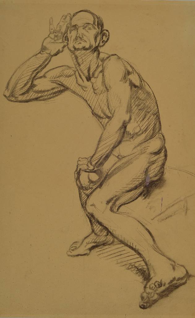 Max Ackermann, 1887-1975, charcoal drawing on vellum