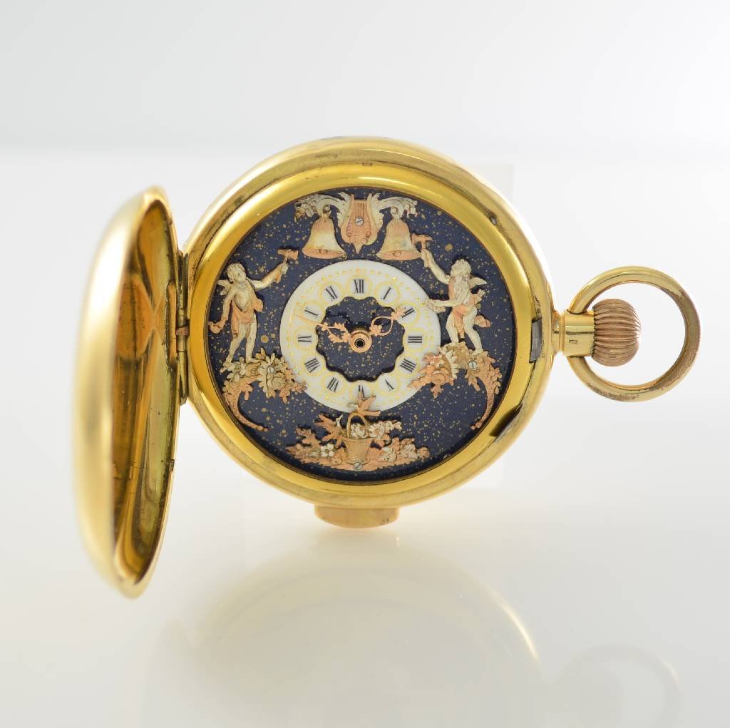 Hunting cased 18k yellow gold pocket watch (1 of 8)