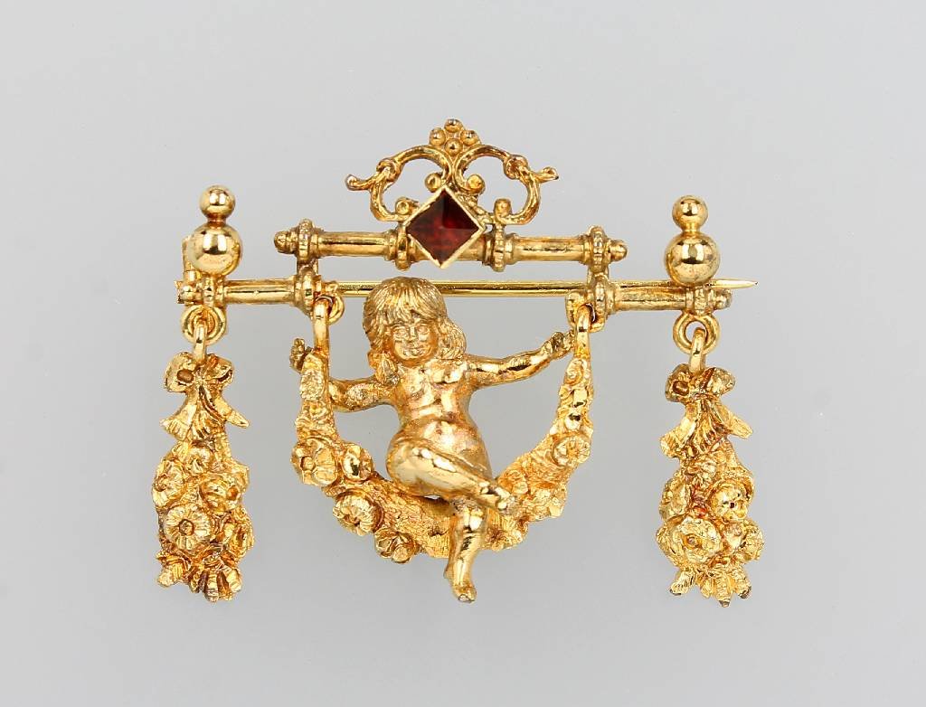 8 kt Gold Brooch, german ca. 1880, YG 333/000 (1 of 1)