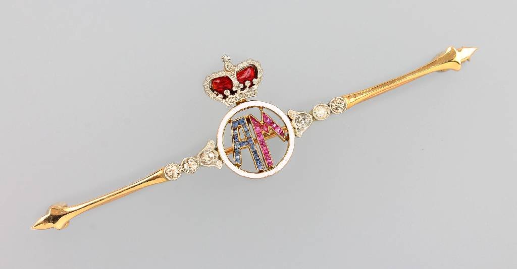 14 kt Gold brooch of a royal highness, german ca. 1900 (1 of 1)