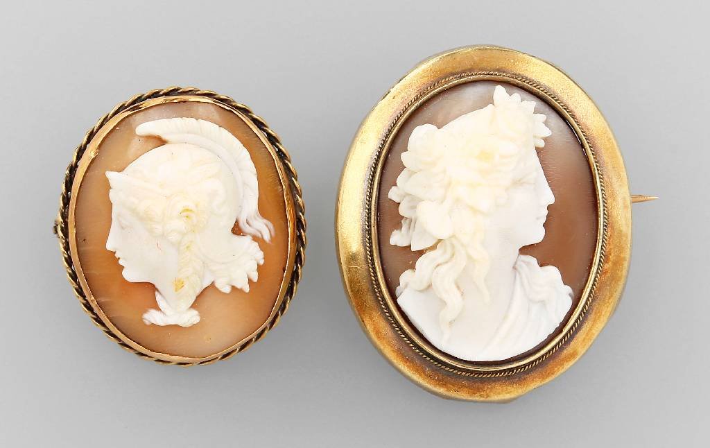 Lot with shell cameo in 14 kt gold, (1 of 1)
