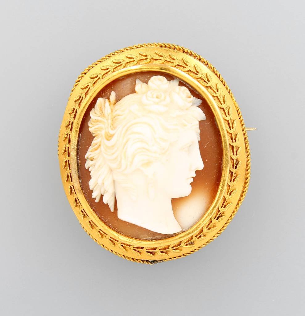 18 kt gold brooch with cameo, 1860/70, (1 of 1)