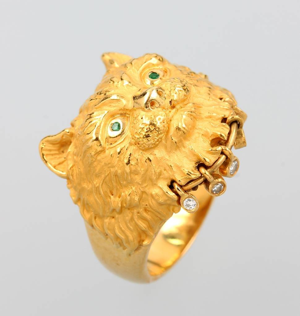 18 kt gold ring CARRERA Y CARRERA 'cat's ring', (1 of 1)
