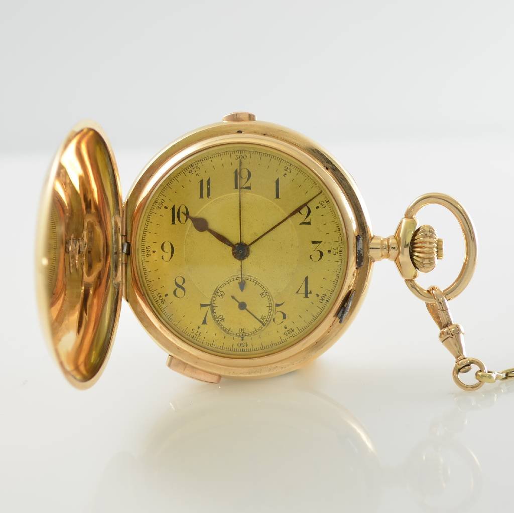 Hunting cased 14k pink gold pocket watch (1 of 6)