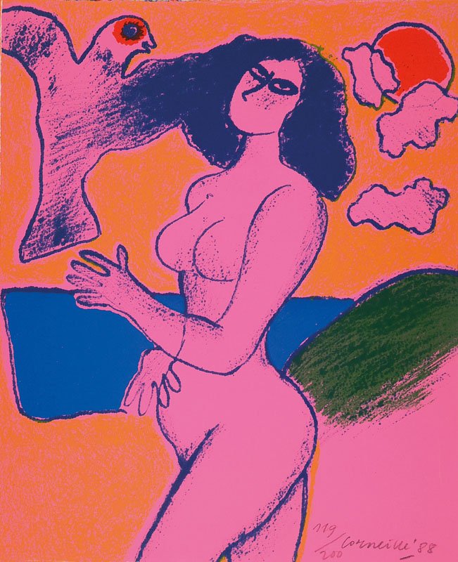 'Corneille ou la sensualité' - Marcel Paquet, book: 'Corneille ou la sensualité' - Marcel Paquet, book in French, published by Art Multi, Paris,copy 119/200, without book cover, slipcase andbinding dirty partly damaged, heavy traces of use, also two s