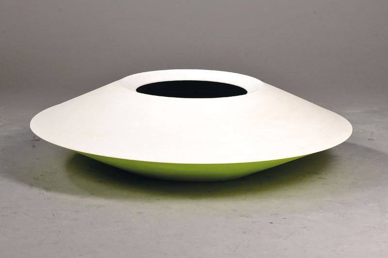 Gerhard Mantz, born 1950, wood/acrylic, wall object: Gerhard Mantz, born 1950, object for the wall,wood/acrylic, on the bottom signed and dated 89, h. approx 25 cm, D. approx 85 cm ************************************************************************