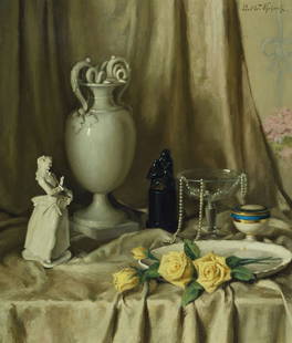 Paul Walter Ehrhardt, 1872-1959: Paul Walter Ehrhardt, 1872 Weimar - 1959 Munich, studied with Max Thedy in Weimar and Paul Hoecker at the Munich Academy, here: still life, oil / canvas, signed, approx 71x61cm, frame, this with minor