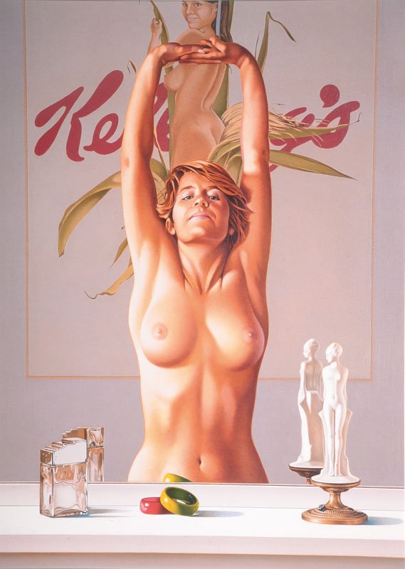 Mel Ramos, born 1935, convolute of three coloroffsets: Mel Ramos, born 1935, convolute of three coloroffsets after the original, 'Young girl beforea mirrow', 'Bartlett Pears', 'Hav-a - Havannah', New York 2004, sheet size approx 53,5x41,5 cm or 54x40 cm o