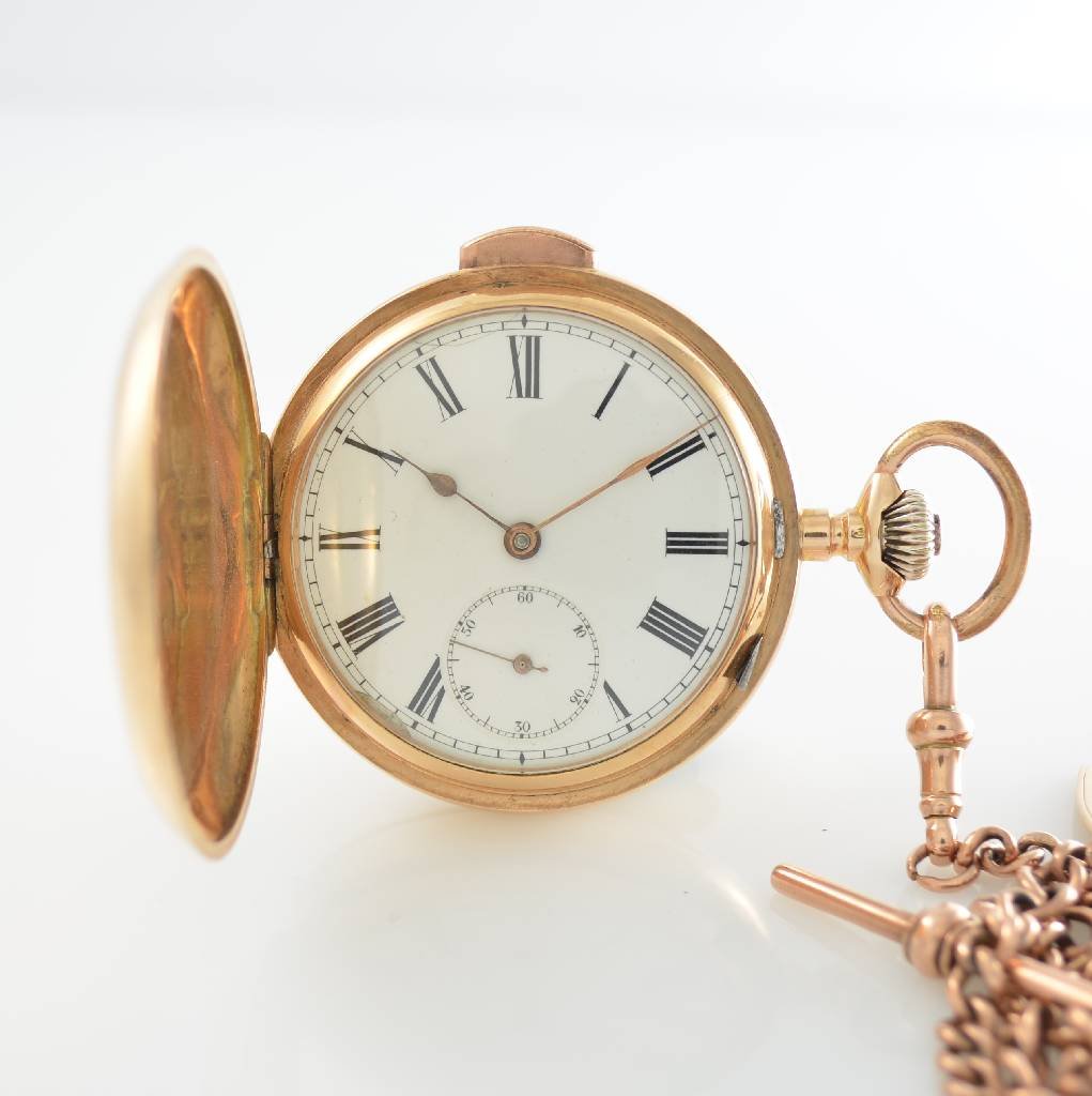 INVICTA 14k pink gold hunting cased pocket watch (1 of 8)