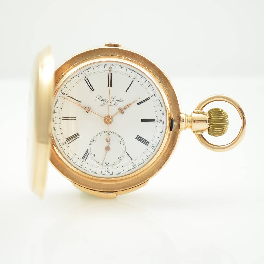 HENRY SANDOZ 14k pink gold hunting cased pocket watch (1 of 6)