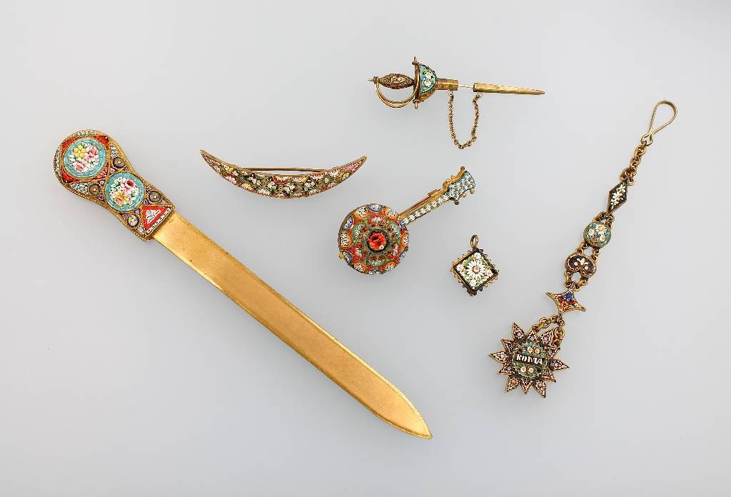 Lot 6 pieces micromosaic, Italy approx. 1870/80s (1 of 1)