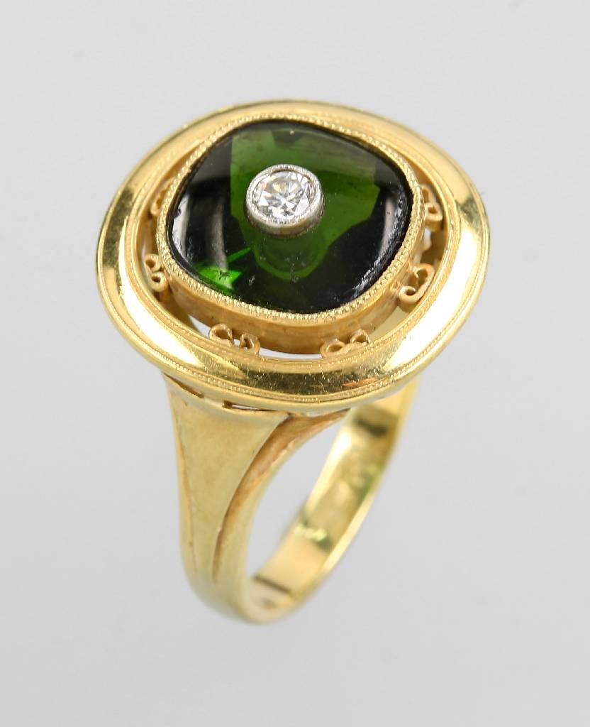 14 kt gold ring with tourmaline and diamond (1 of 1)