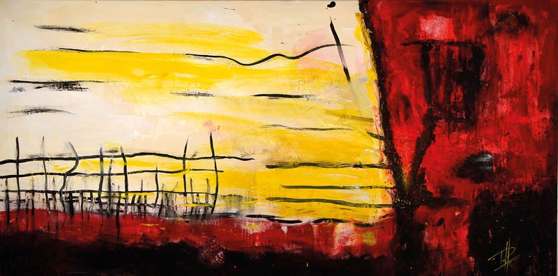 Paul Hermann, born 1948, acrylic / oil on canvas: Paul Hermann, born 1948 in Aurich, located in Freinsheim, art classes under Professor Lüpertz and Werner Berges, many exhibitions, among others Speyer, Frankfurt, Mannheim, etc., here: abstract compo