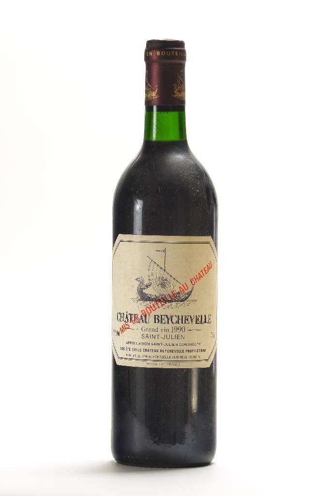 1 bottle of 1990 Chateau Beychevelle, St.Julien: 1 bottle of 1990 Chateau Beychevelle, St.Julien, approx 75 cl, not tasted, filling level: approx top shoulder, 12,5% Vol., label min. browned, , Jeannie Cho Lee 92/100 points,(****Henry’s wine & spi
