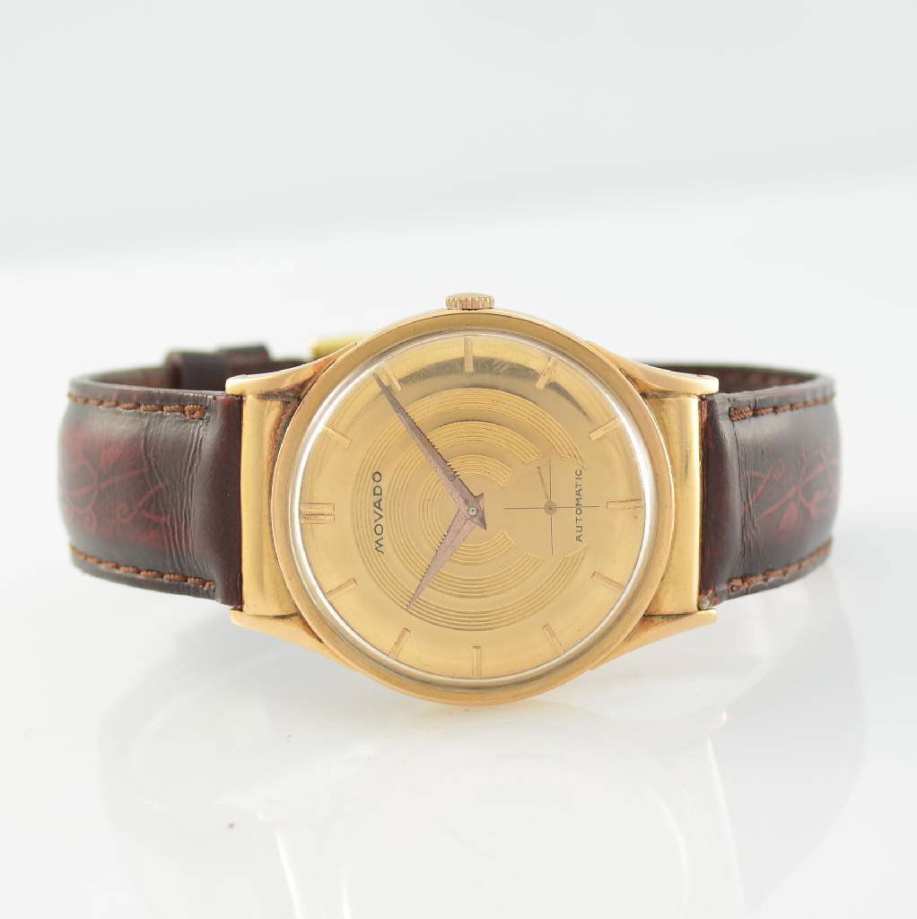 MOVADO 18k pink gold gents wristwatch (1 of 5)