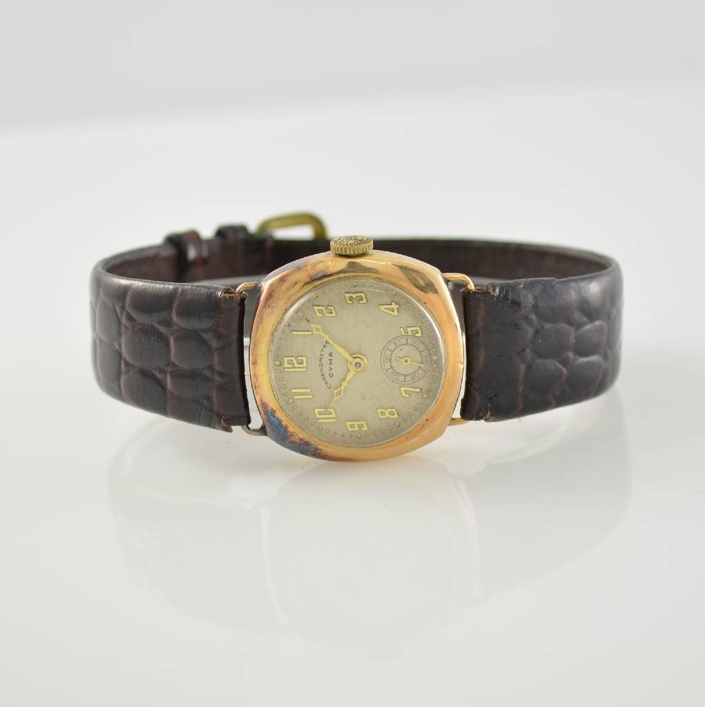 CYMA 14k pink gold wristwatch in F. Borgel case (1 of 8)