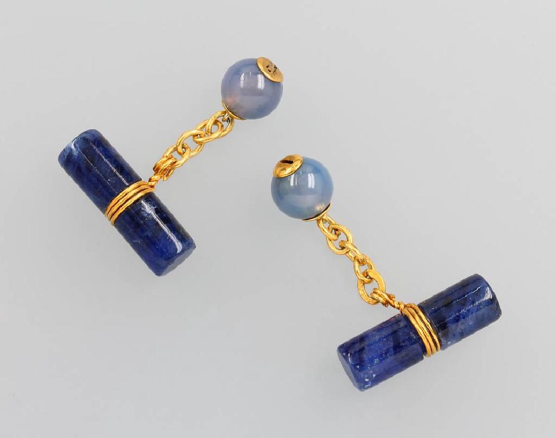 Pair of silver cuff links with lapis lazuli and agate (1 of 1)