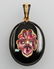 18 kt gold pendant with onyx, rock crystal and pearl