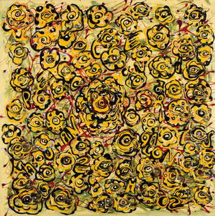 Zimcon, born 1938 in Hannover, master student of A.R: Zimcon, born 1938 in Hannover, master student of A.R. Penck, here: Peace and human rights, acrylic/canvas, signed, verso titled, 100x100 cm ************************************************************