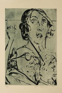 Max Ackermann, 1887-1975, drypoint etching , Radio: Max Ackermann, 1887-1975, drypoint etching , Radio, signed, dated 1924, numbered 146/200, plate 30x44,5 cm ********************************************************************************************I
