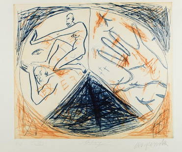 A.R. Penck & Zimcon & F. Breidenbruch, Members: A.R. Penck & Zimcon & F. Breidenbruch, Members, color lithograph, signed, numbered 4/30, ca.42,5x50 cm ********************************************************************************************In ou