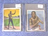 2 Boxing Tobacco Cards: Mecca Cigarettes cards featuring Jack Johnson 1918 and Joe Gans 1915. Good condition.