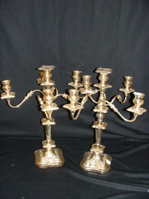 x2 Silver on Bronze candleabras: x2 Silver on Bronze candleabras