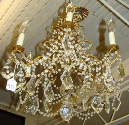 Vintage Brass & Crystal 6 light chandlier: Vintage Brass & Crystal 6 light chandlier