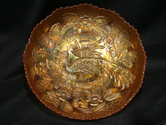 7.75" Peacock & Urn Bowl Marigold: 7.75" Peacock & Urn Bowl Marigold