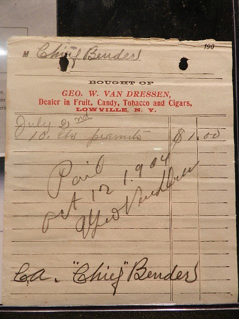 Chief Bender signed receipt w/ COA: Chief Bender signed receipt w/ COA