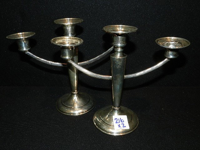 x2 Sterling Candleabras: x2 Sterling Candleabras