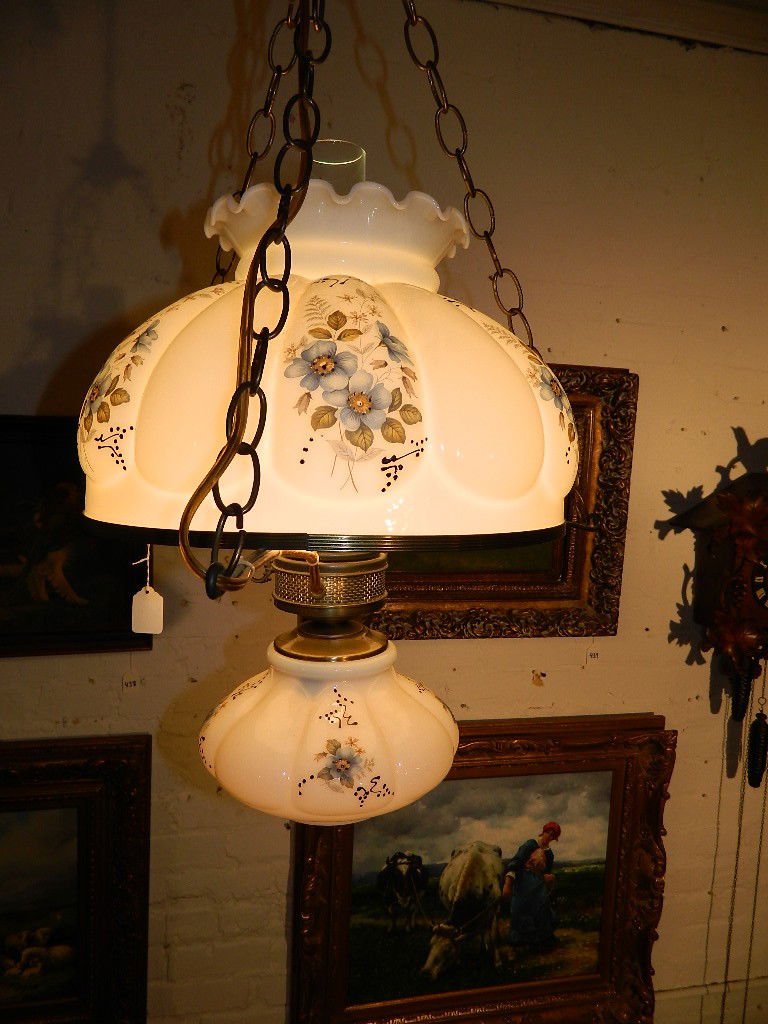 Hanging Light w/ Handpainted globe electrified: Hanging Light w/ Handpainted globe electrified