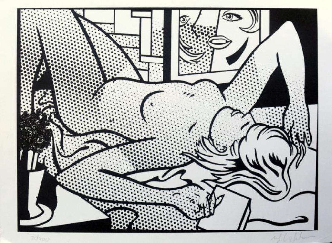 Roy Lichtenstein, Screenprint, hand signed: Artwork Title. Girl on bed, nude Screen print Size 30.2 X 22.1 CM Signature Roy Lichtenstein, Lower RIGHT Edition 20/40 Marked & stamped on verse
