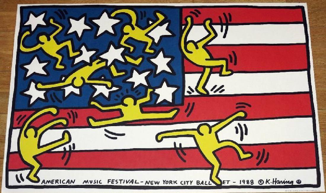 KEITH HARING POSTER,  AMERICAN MUSIC FESTIVAL NEW YORK (1 of 4)