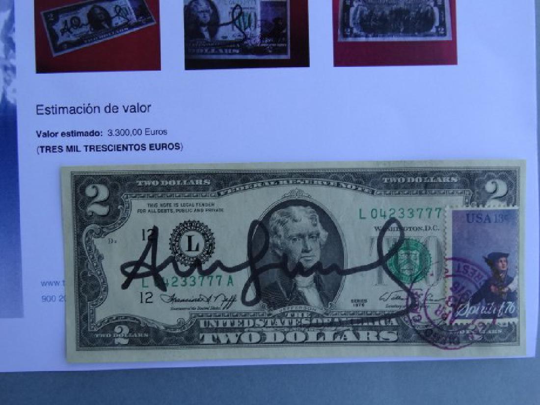 Andy Warhol, hand signed note +independent appraisement (1 of 6)