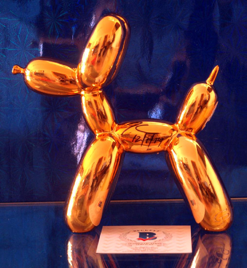 JEFF KOONS SIGNED ORANGE METAL BALLOON DOG, COA. BAS - (1 of 10)