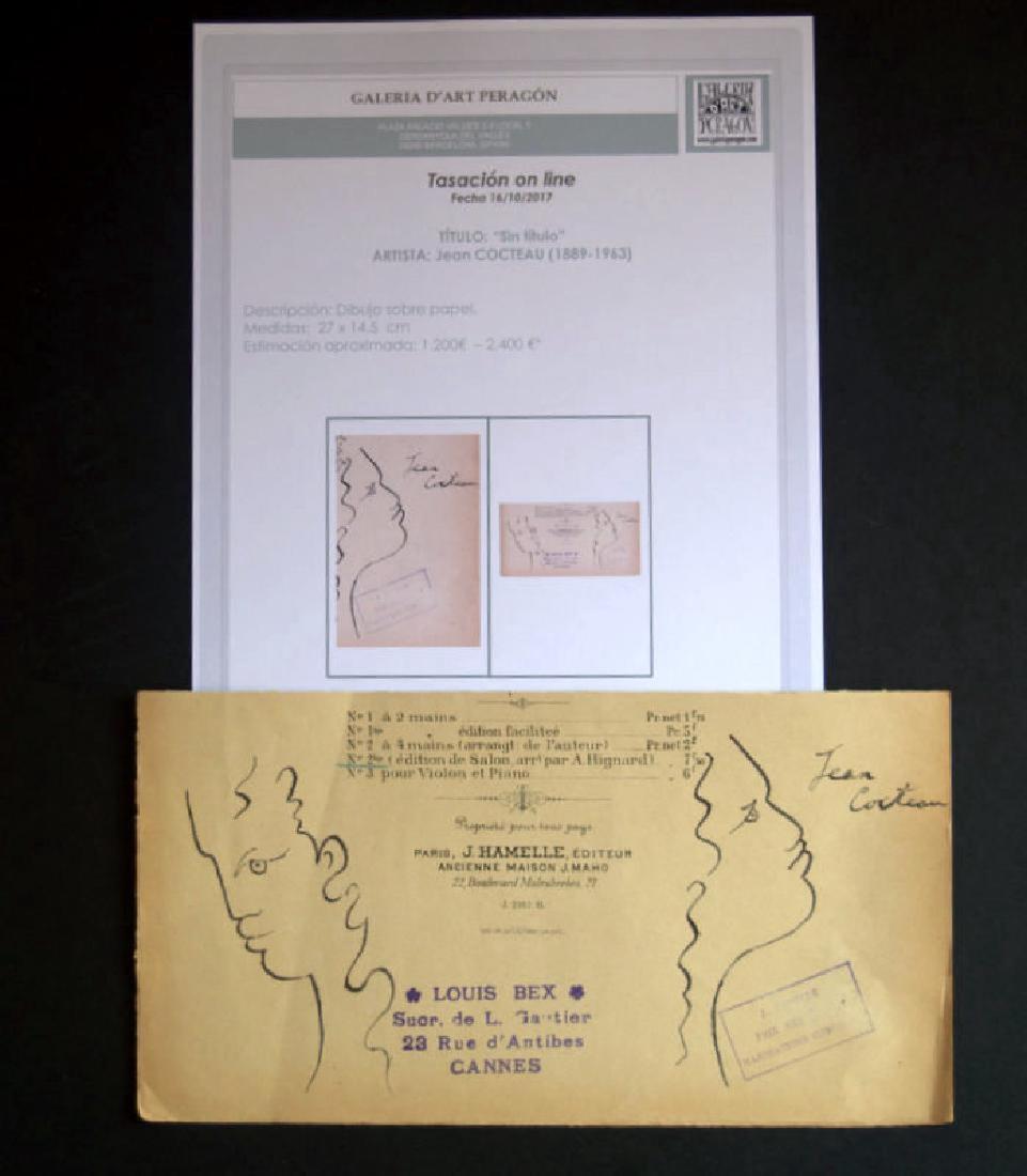 JEAN COCTEAU DRAWING ON OLD PAPER DESSIN (1 of 3)