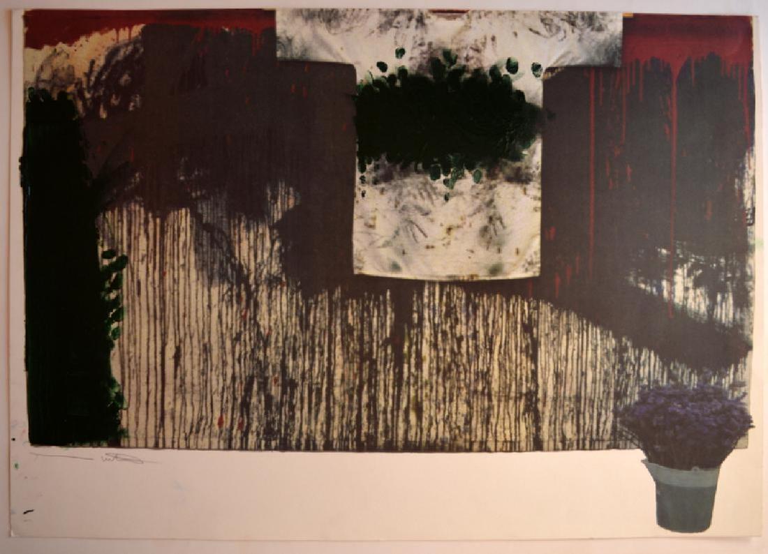 Hermann Nitsch, acrylic on color lithograph: Hermann Nitsch (1938). Title of the work Ohne Titel. acrylic on color lithograph Measures 98 X 68,5 cm. Retouched by hand artist Signed by hand.