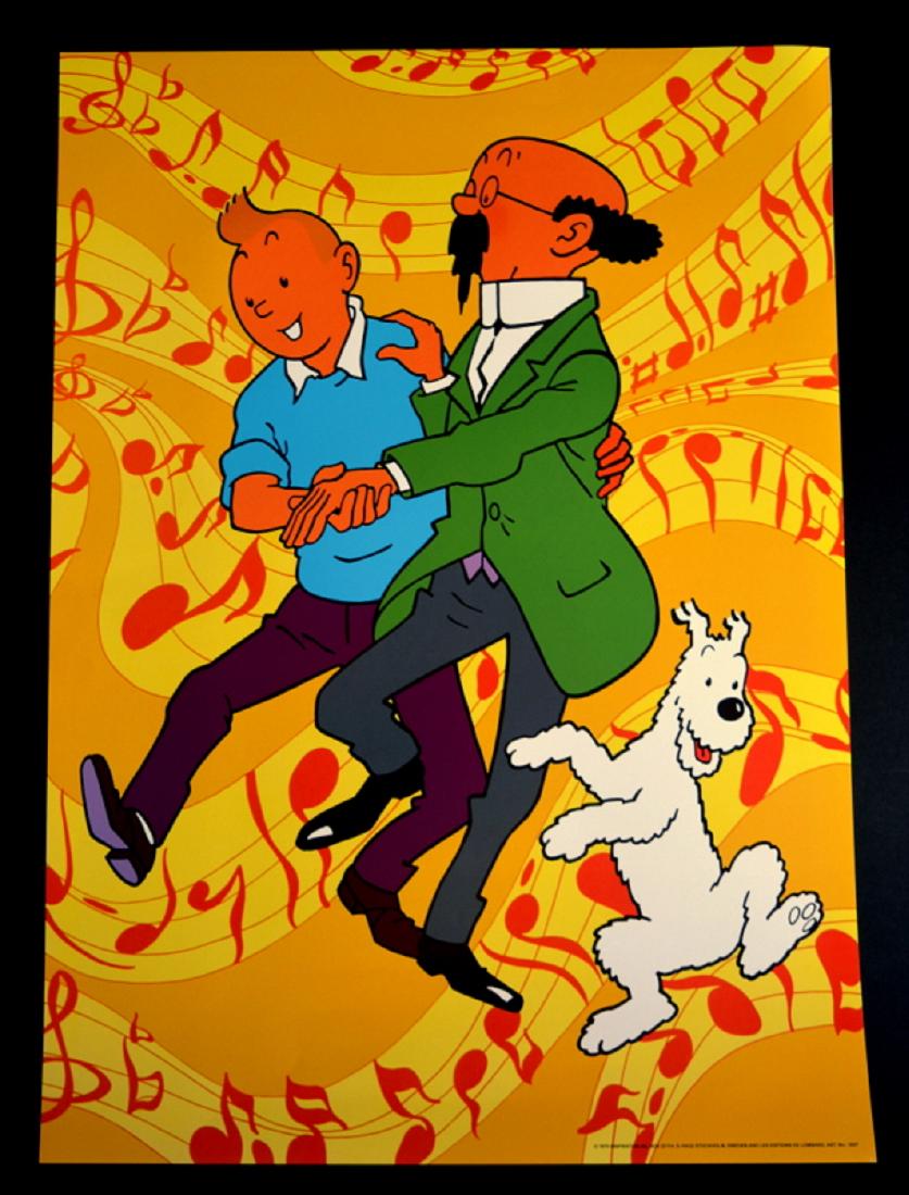 TINTIN ART POSTER 2 LARGE - TIN TIN NOTES PROFESSOR - (1 of 2)