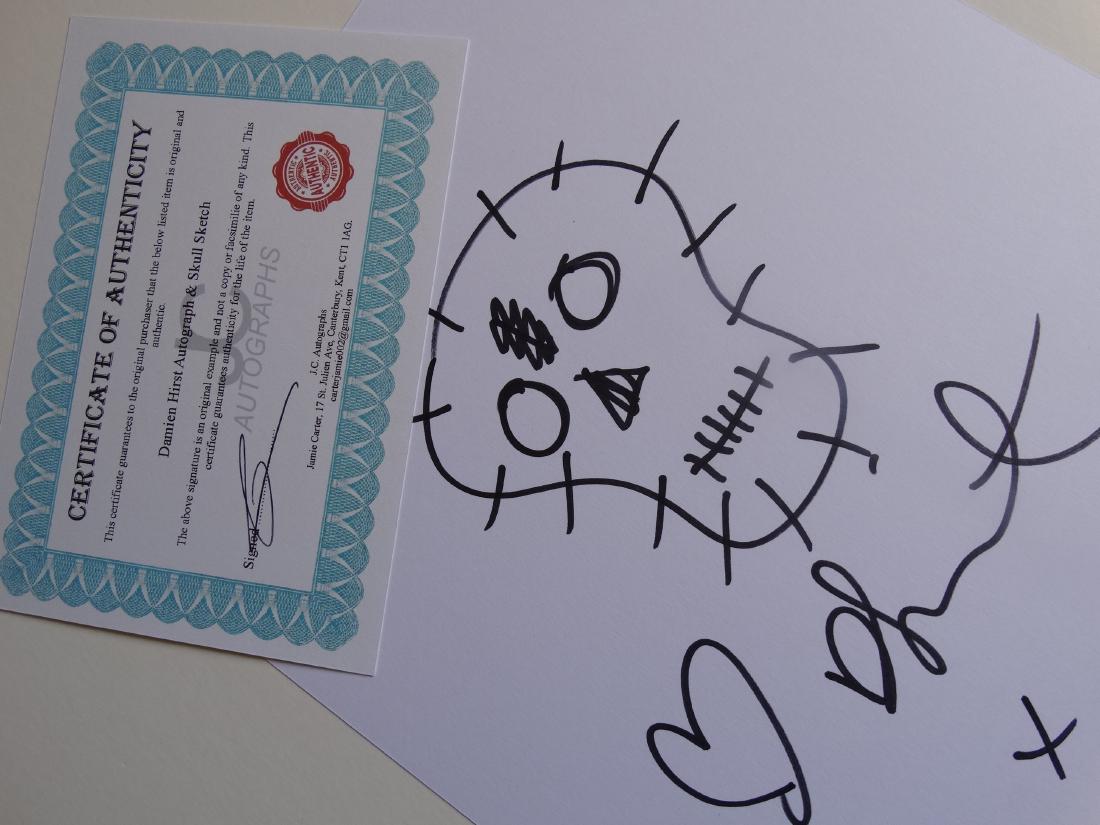 Damien Hirst, sketch and authograph, COA (1 of 4)