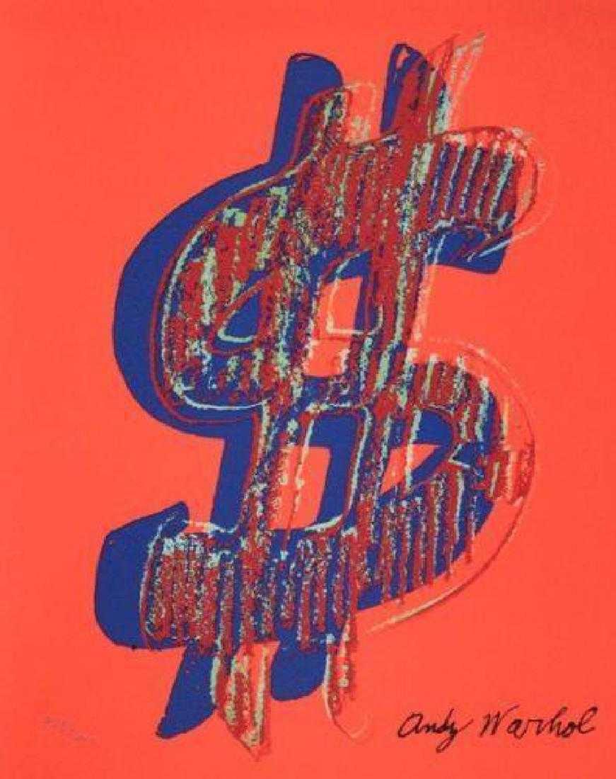 Andy Warhol: "Dollar sign 1981" limited edition 3000: Author: Andy Warhol (USA, 1928-1987). Title: Dollar sign 1981. Description: Lithography on paper, signed on an iron. Numbered / 3000 Limited edition of Museum of Art, Carnegie Institute Pittsburgh. Me