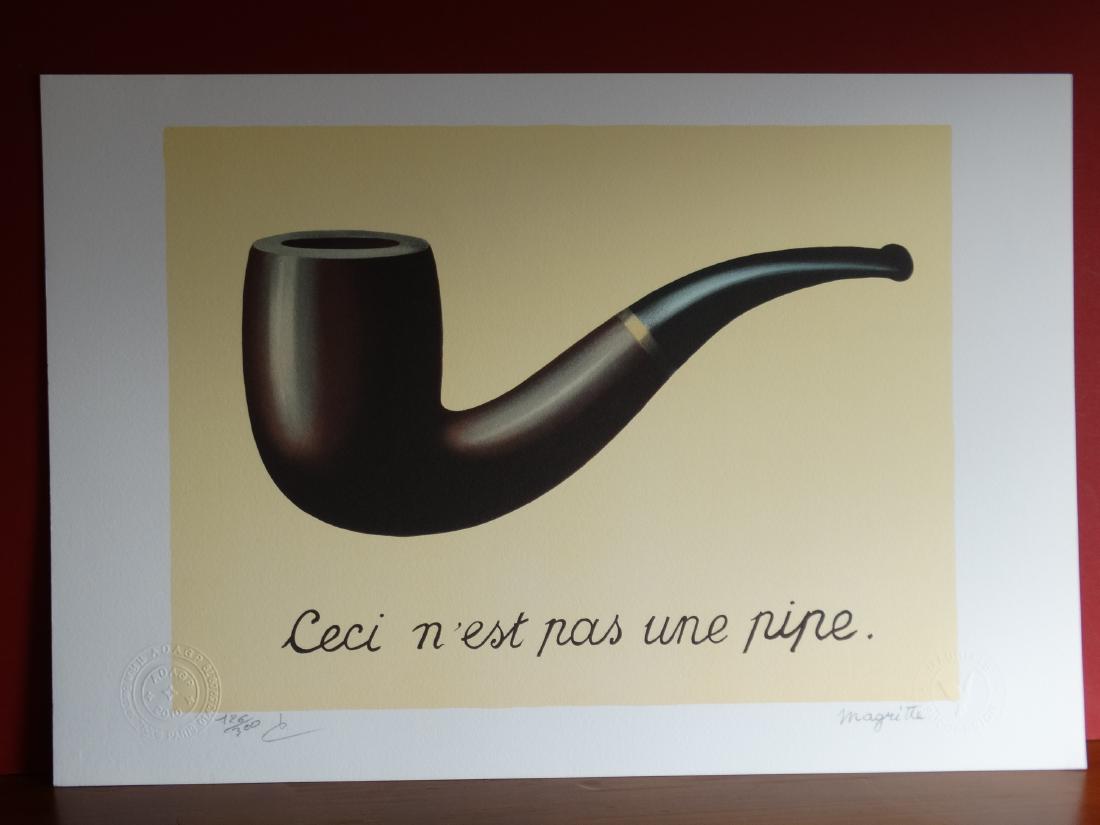 Rene Magritte Composition, COA: Rene Magritte (1898-1967). Lithograph on BFK Rives vellum. Hand signed in pencil by Mr. Charly Herscovici, President of the MAGRITTE Foundation. Numbered / 300 copies, signed in print Lithography made