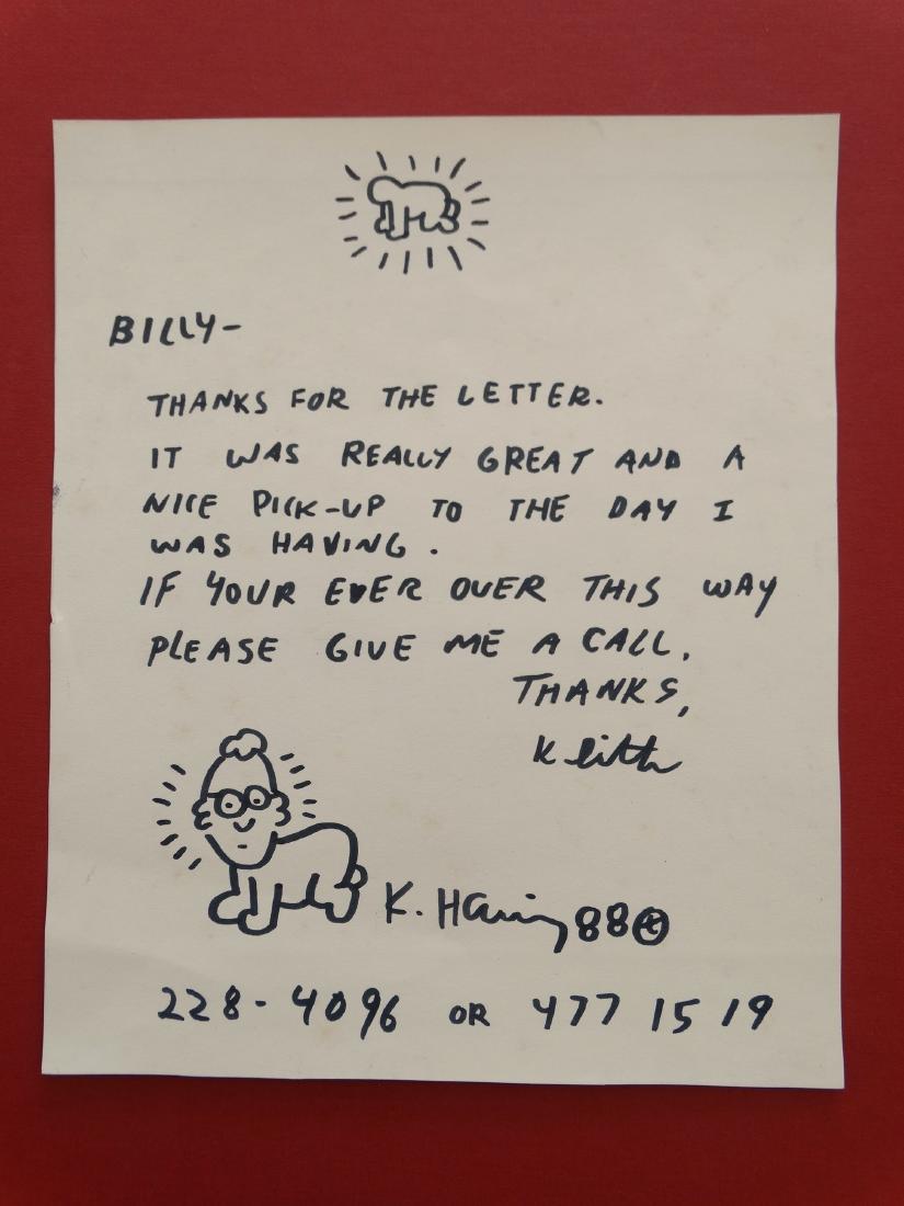 Keith Haring, drawing: Keith Haring (attributed) Letter with drawing, good condition according the age foxing marks on the back, 23x19cm