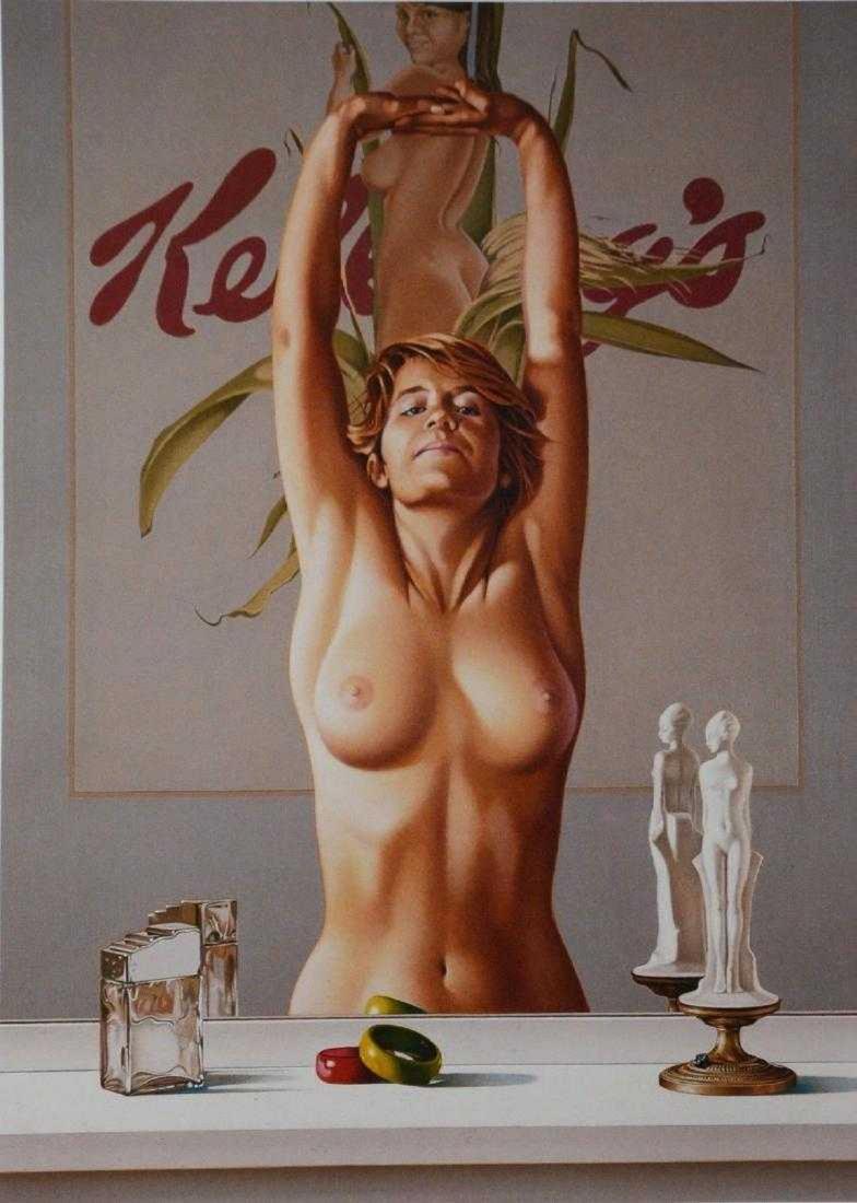 Mel Ramos: Young Girl before a Mirror #2 , 54 x 41 cm: Mel Ramos Young Girl Before a Mirror # 2, 1987. Rare art print / art print from a series by the ingenious Pop Art artist Mel Ramos from the year 2004, offset, top condition. Rare Art Print / Poster fr