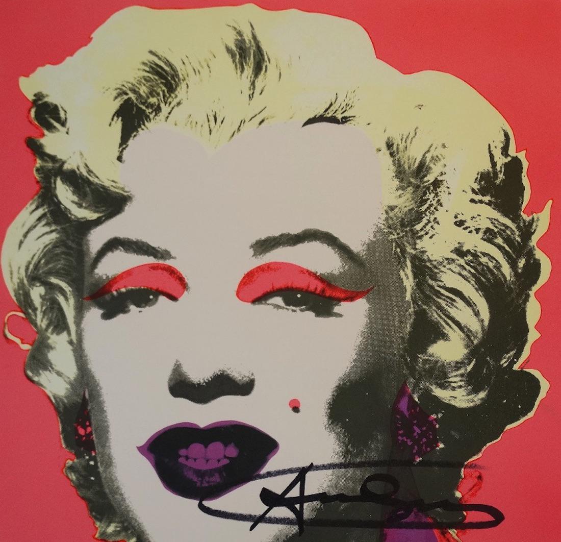 Andy Warhol - Marilyn, hand signed: Andy Warhol , (Announcement) 1981.Hand signed with black marker.Edition of Castelli Graphics, New York, 1981 Technique: Offset lithograph in colours, Marilyn Monroe on wove paper, the full sheet, with