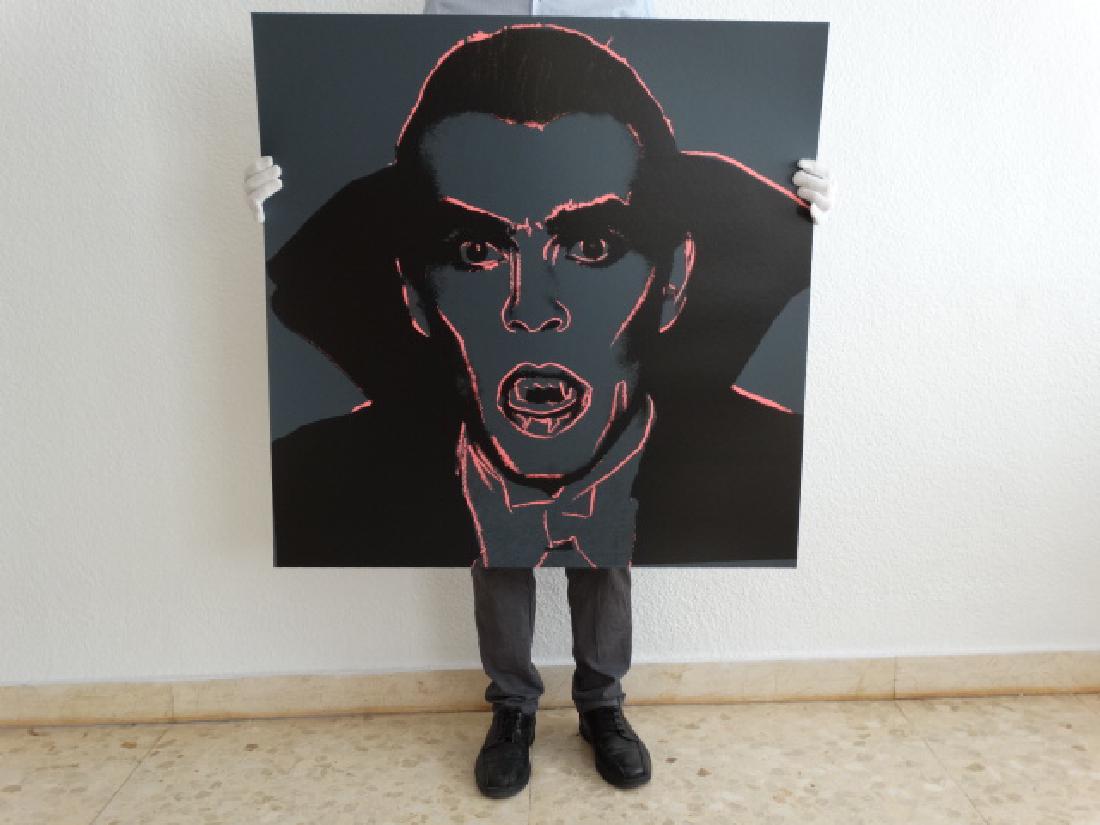 Andy Warhol, Myths Portfolio Dracula 1981 Silkscreen: Andy Warhol, Myths Portfolio Dracula 1981 Silkscreen, This piece is not signed and numbered it is proof piece from the original 1981 portfolio, It bears the Publisher stamp on the verso and the blind